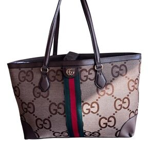 Brown and Beige Canvas Tote